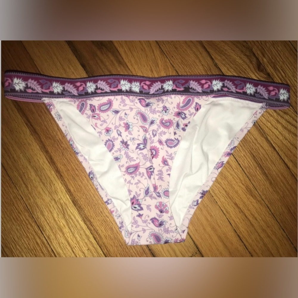 Victorias Secret Purple Floral Paisley Tube Bandeau Swimsuit Bathing Suit Bikini - Picture 6 of 7